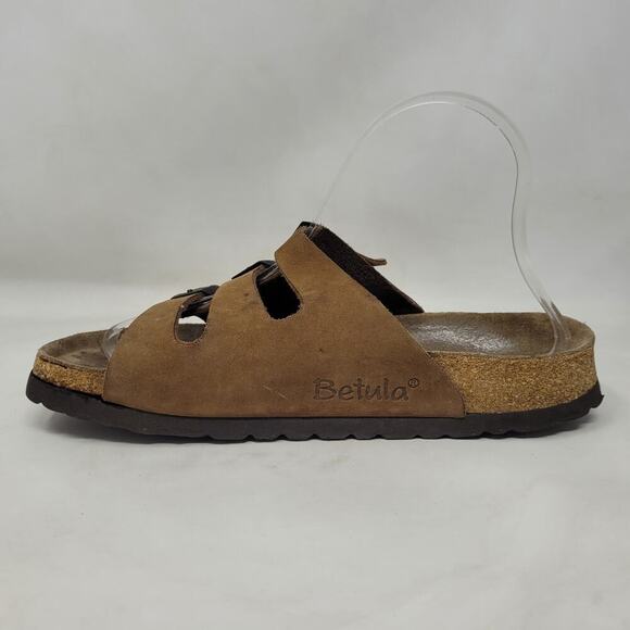 Birkenstock Betula Sandals Womens EU40 US6 Brown Nubuck Triple Straps Buckles - Picture 7 of 14